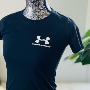 🏷️ 4/$25 Ladies Spoof Under Arrest Graphic Logo T-shirt